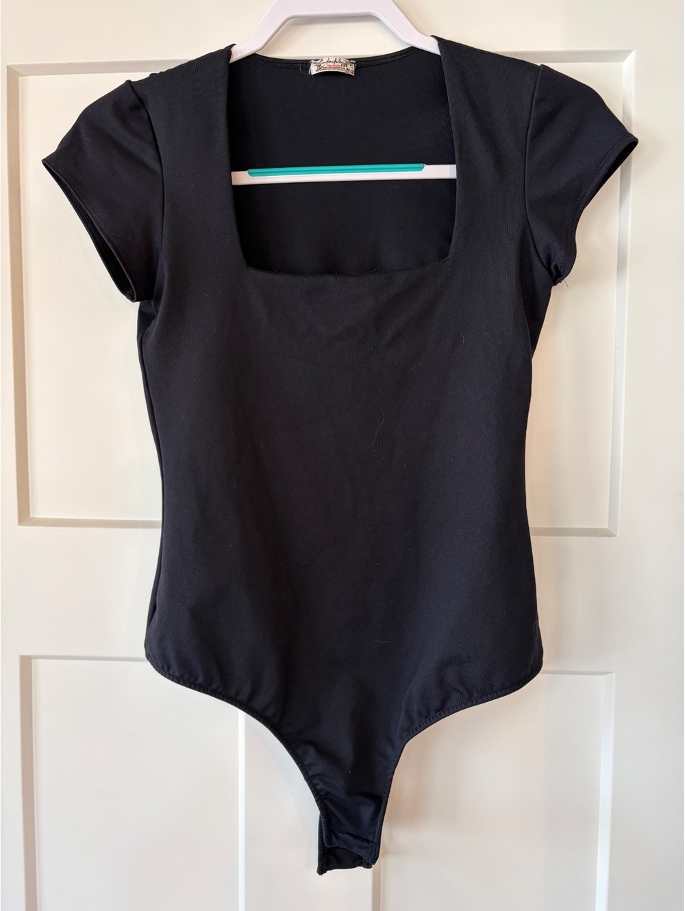 Intimately Free People Square Neck Cap Sleeve Bodysuit — Black, Size S